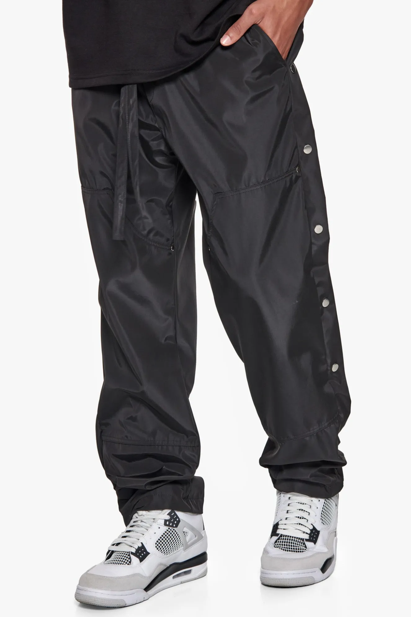 BUTTON TRACK PANTS BLACK
