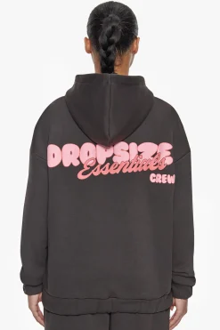 ESSENTIAL CREW ZIP HOODIE WASHED BLACK