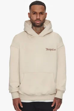 HEAVY BACKLOGO HOODIE COCONUT MILK / BROWN