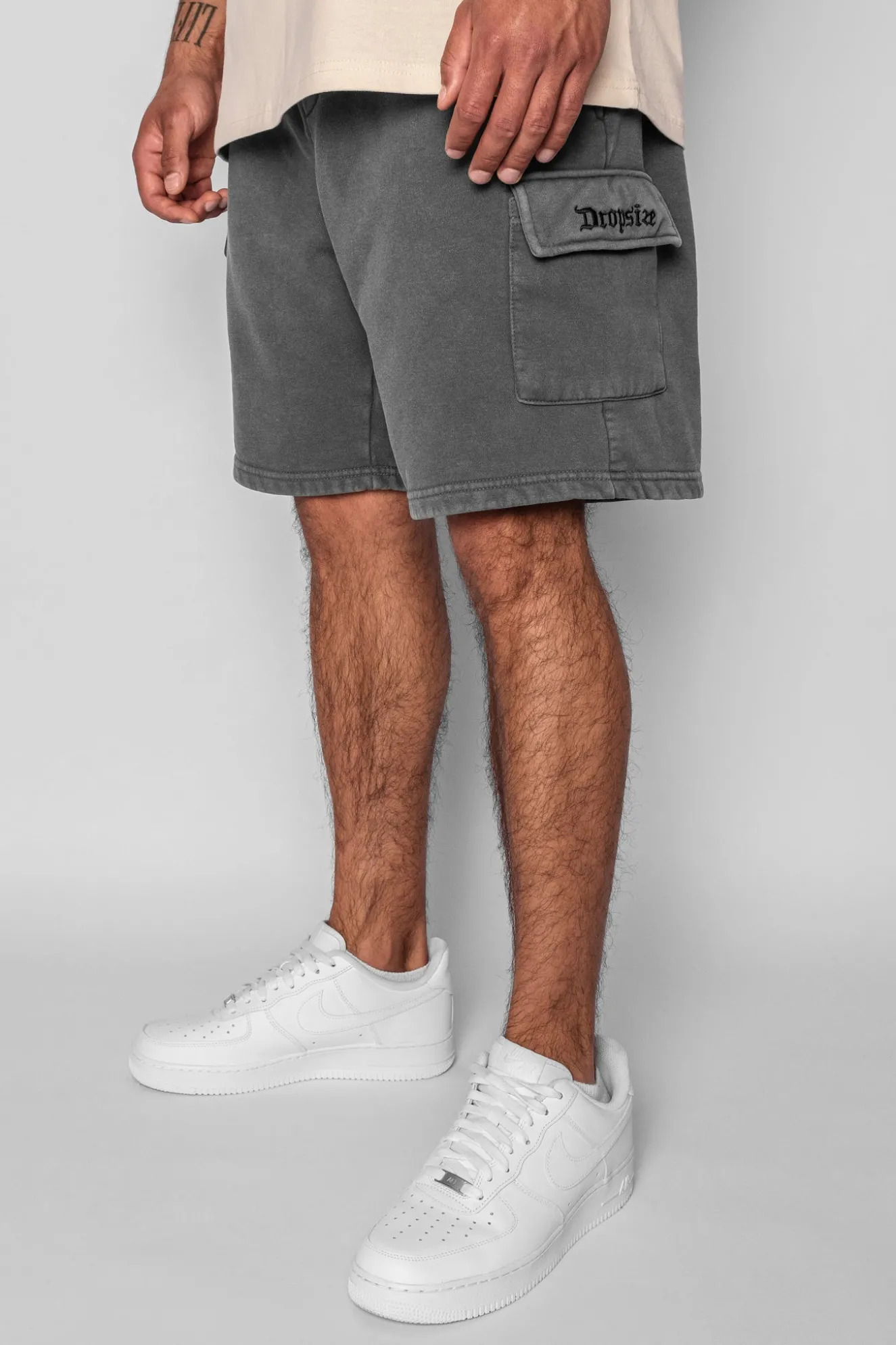 HEAVY CARGO SWEAT SHORT WASHED GRAY