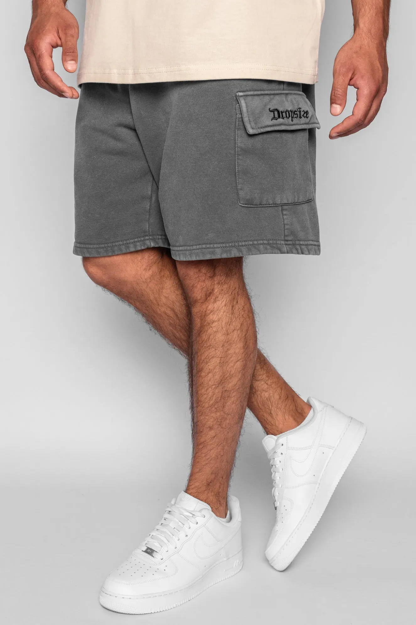 HEAVY CARGO SWEAT SHORT WASHED GRAY