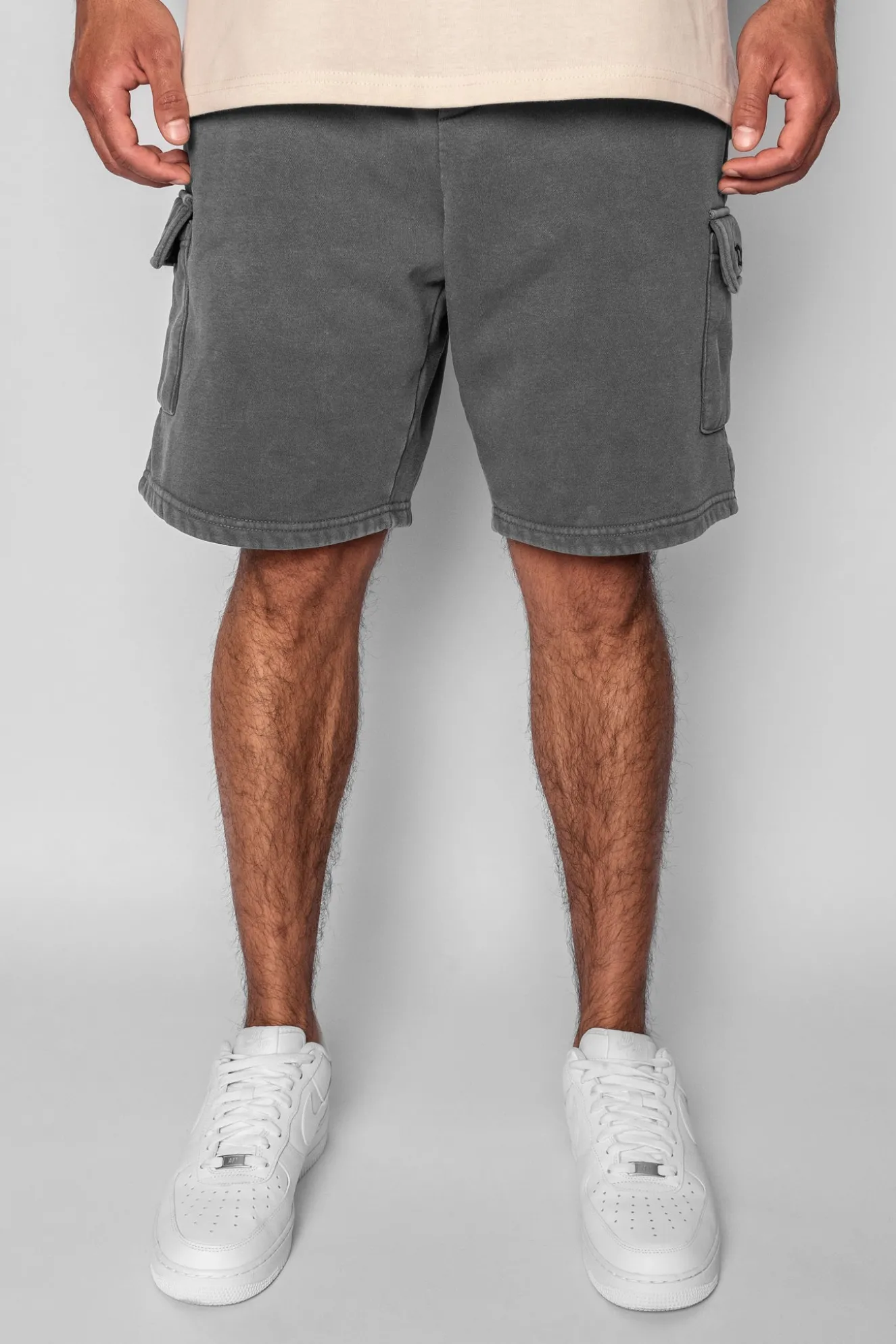 HEAVY CARGO SWEAT SHORT WASHED GRAY