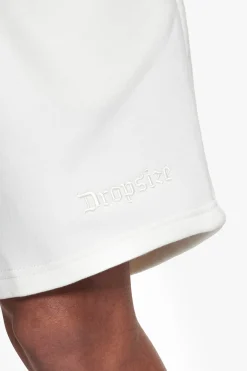 HEAVY EMBO SWEATSHORTS CREAM WHITE