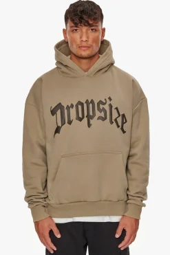 HEAVY FRONT LOGO HOODIE WEATHERED TEAK / CHOCOLATE