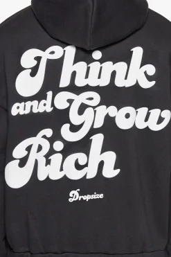 HEAVY GROW RIGHT ZIP HOODIE BLACK