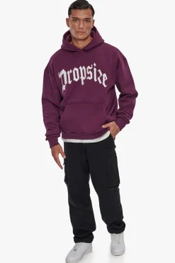 HEAVY LOGO DESIGN HOODIE GRAPE WINE