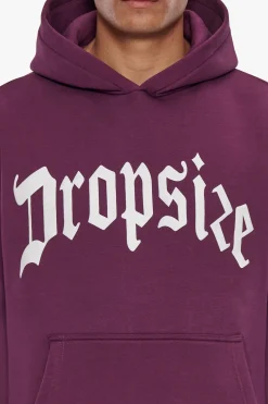 HEAVY LOGO DESIGN HOODIE GRAPE WINE