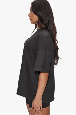 HEAVY MIDDLE HD PRINT T-SHIRT WASHED BLACK