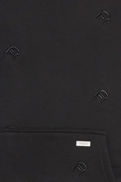 HEAVY OVERSIZE ALLOVER EMBO HOODIE BLACK