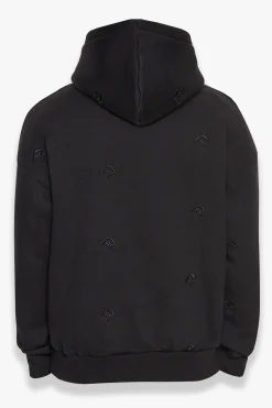 HEAVY OVERSIZE ALLOVER EMBO HOODIE BLACK