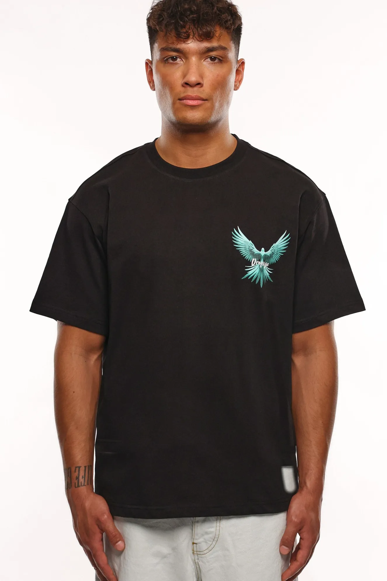 HEAVY OVERSIZE BACK WING T-SHIRT BLACK