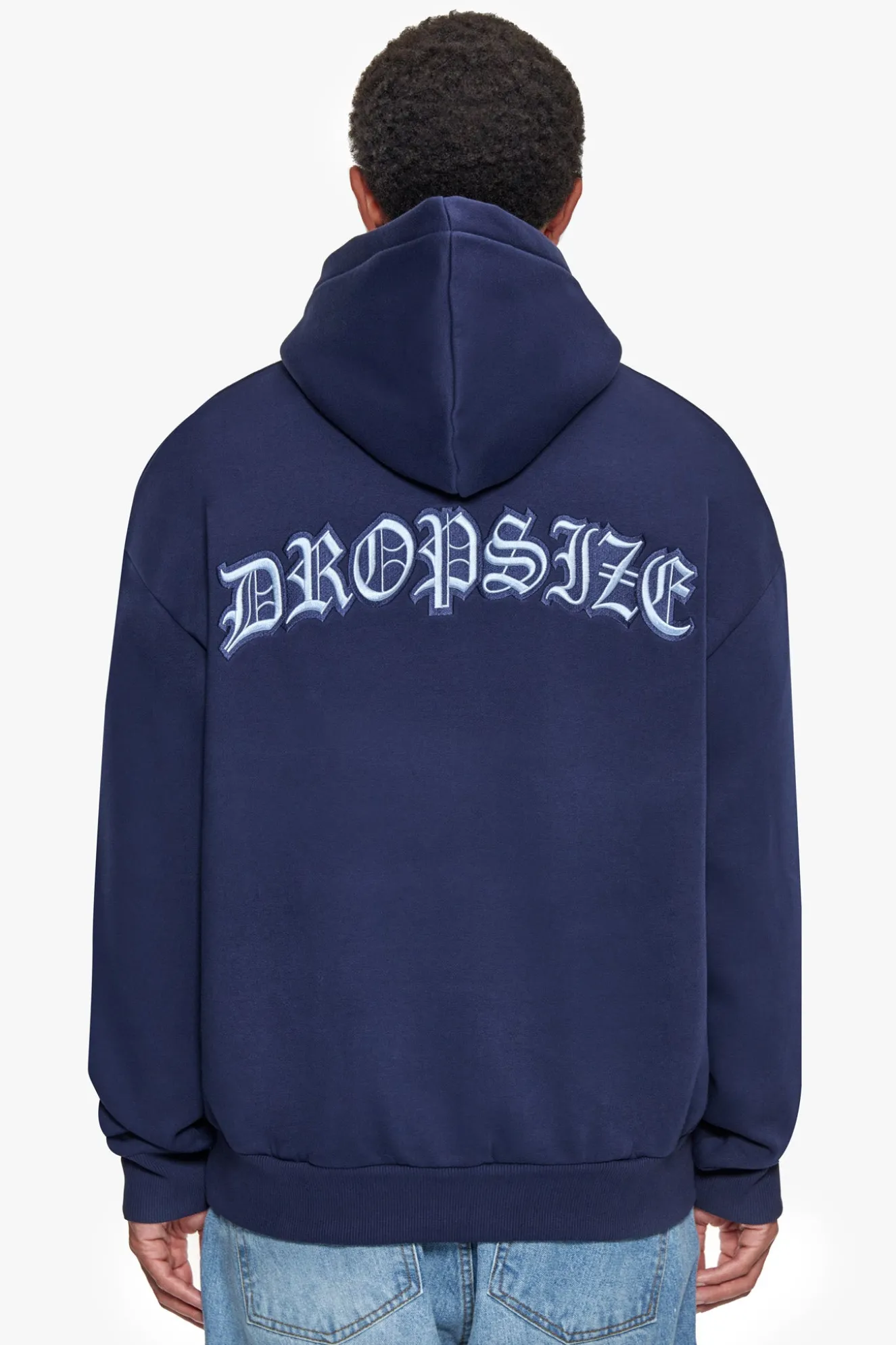 HEAVY OVERSIZE BACKLOGO HOODIE BLACK IRIS / BABY BLUE