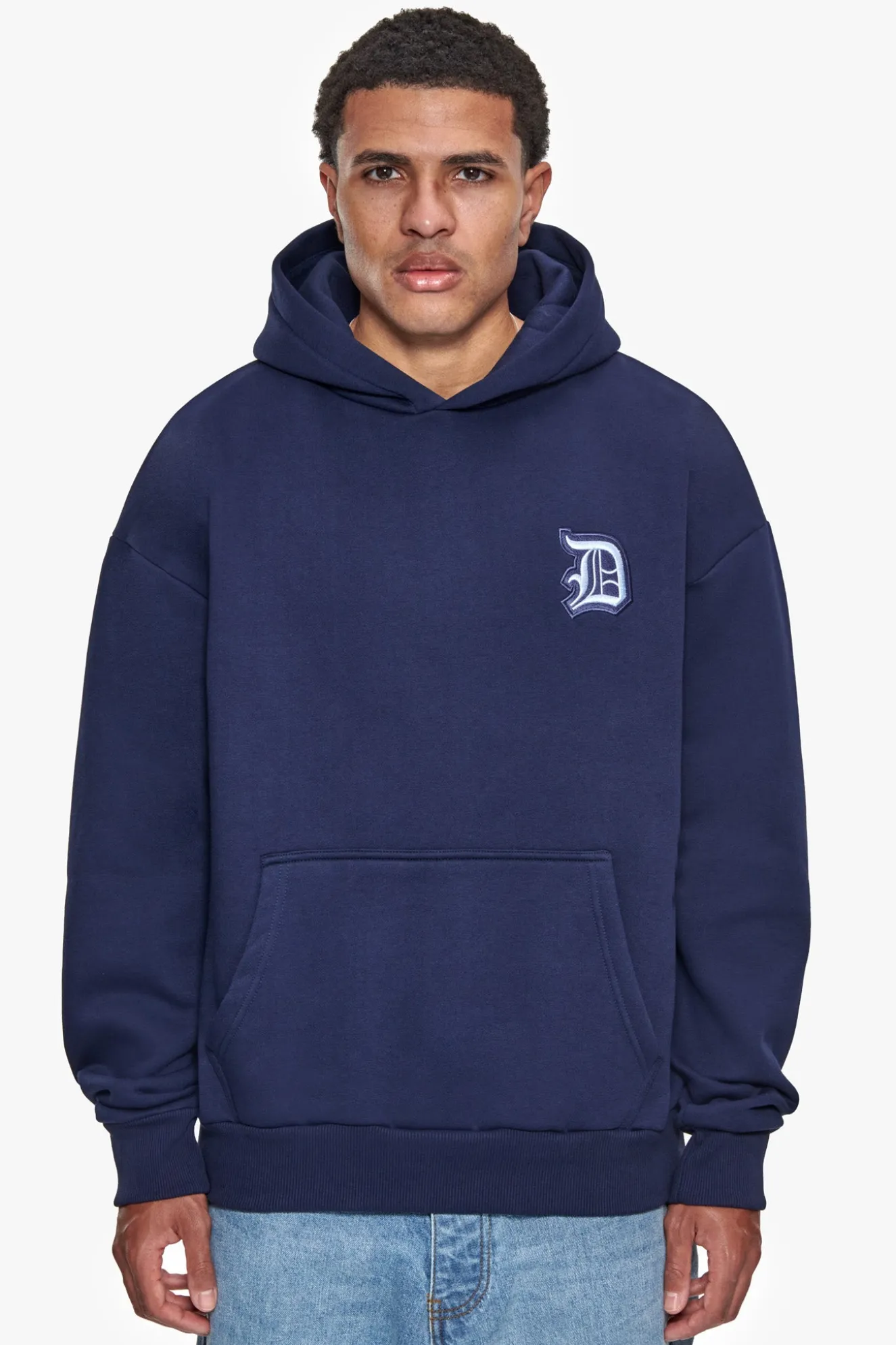 HEAVY OVERSIZE BACKLOGO HOODIE BLACK IRIS / BABY BLUE