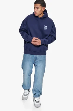 HEAVY OVERSIZE BACKLOGO HOODIE BLACK IRIS / BABY BLUE