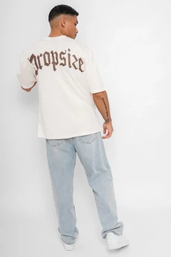 HEAVY OVERSIZE BACKPRINT T-SHIRT CREAM/BROWN