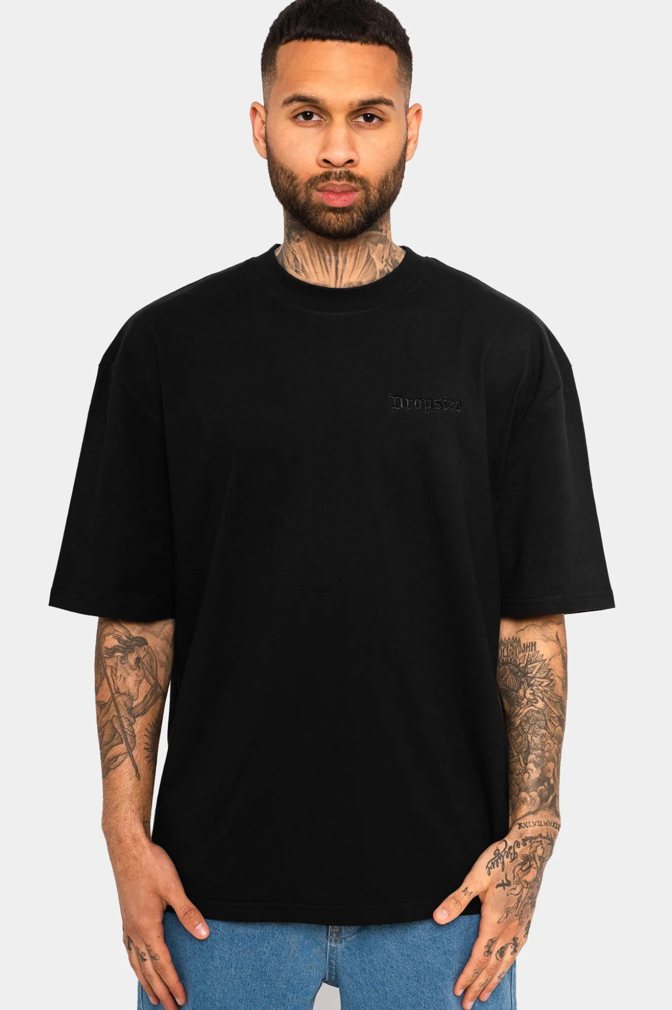 HEAVY OVERSIZE BLUE MOON DESIGN T-SHIRT BLACK