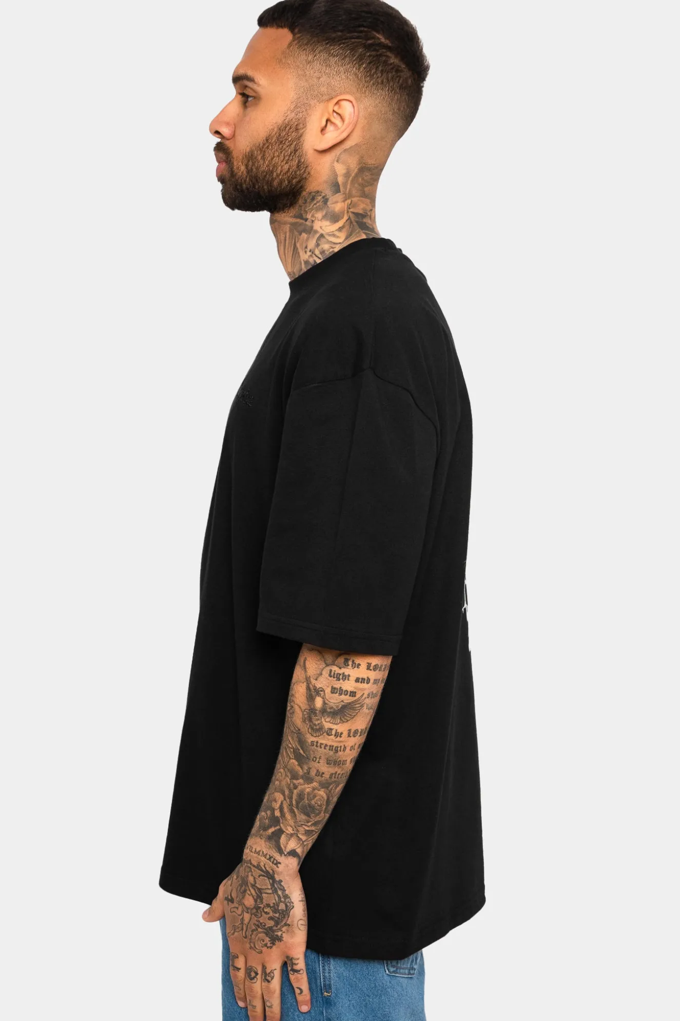 HEAVY OVERSIZE BLUE MOON DESIGN T-SHIRT BLACK