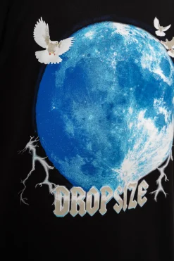 HEAVY OVERSIZE BLUE MOON DESIGN T-SHIRT BLACK