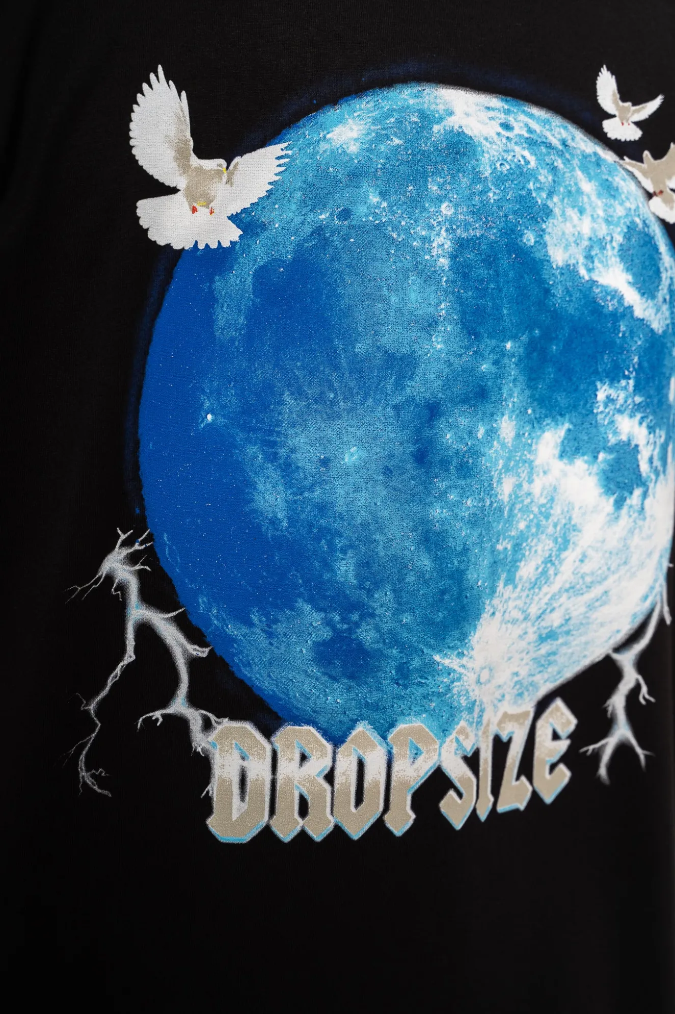 HEAVY OVERSIZE BLUE MOON DESIGN T-SHIRT BLACK