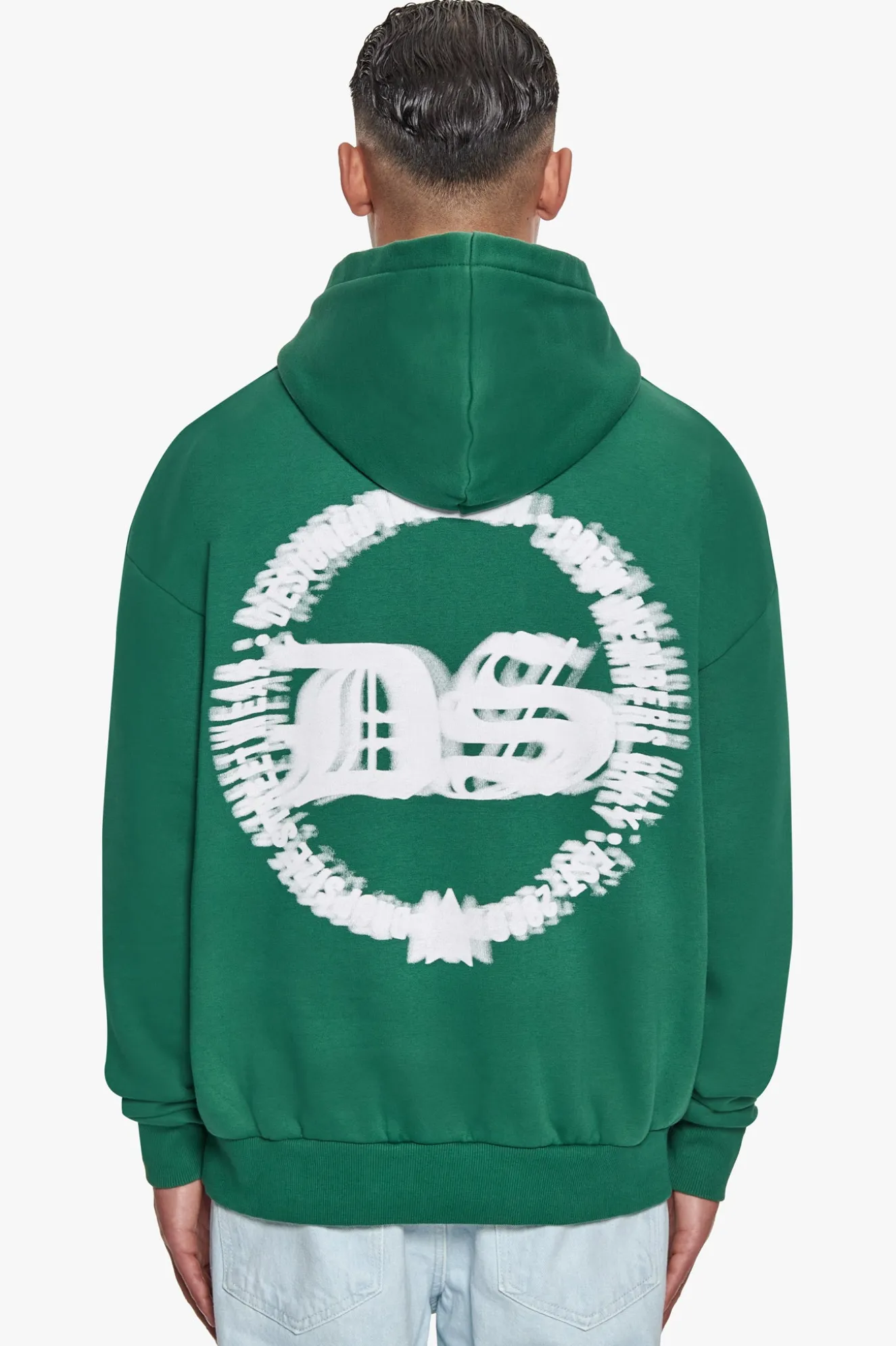 HEAVY OVERSIZE BLURRED LOGO HOODIE WASHED GREEN