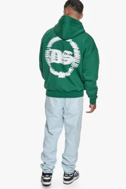 HEAVY OVERSIZE BLURRED LOGO HOODIE WASHED GREEN