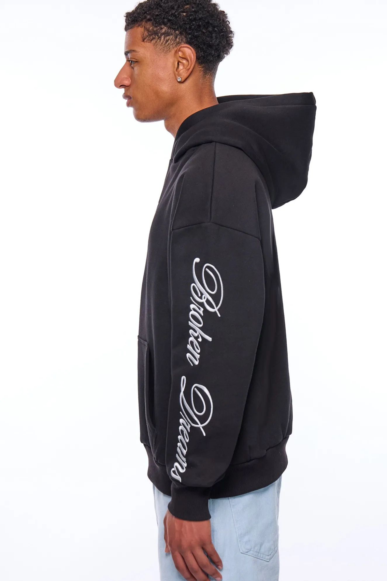 HEAVY OVERSIZE BROKEN DREAMS SLEEVE HOODIE BLACK