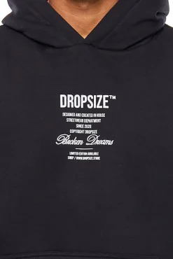 HEAVY OVERSIZE BROKEN DREAMS SLEEVE HOODIE BLACK