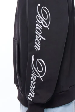HEAVY OVERSIZE BROKEN DREAMS SLEEVE HOODIE BLACK