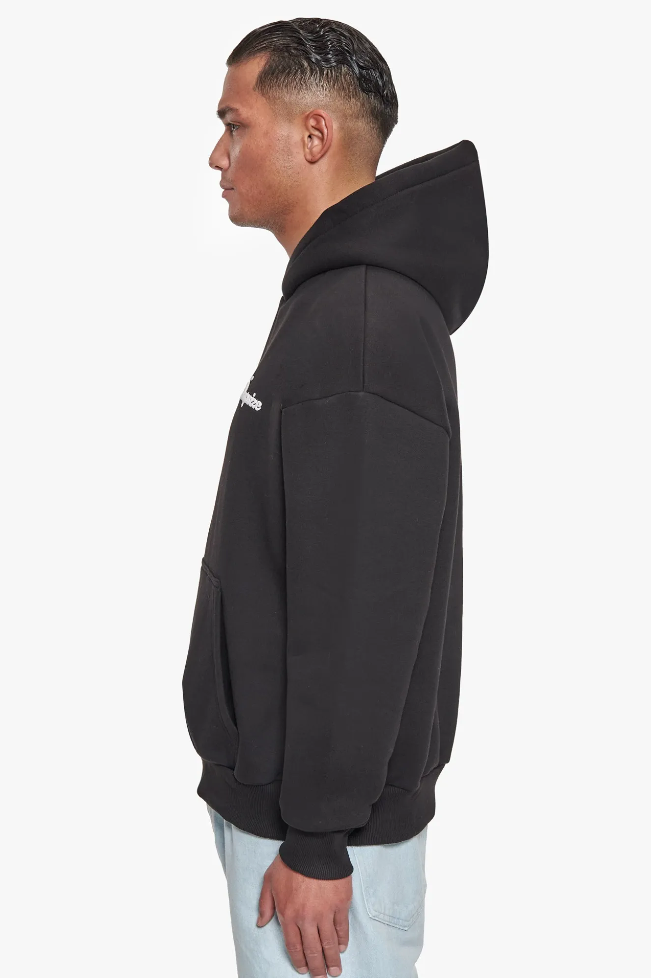 HEAVY OVERSIZE BUBBLE LOGO HOODIE BLACK