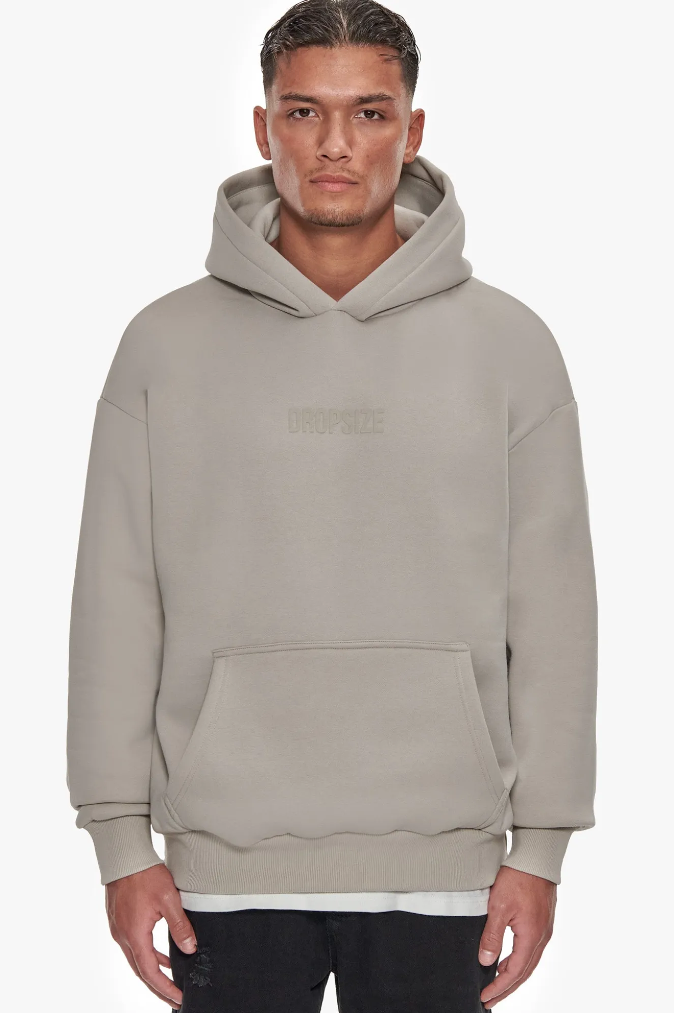 HEAVY OVERSIZE CENTER HD HOODIE STONE
