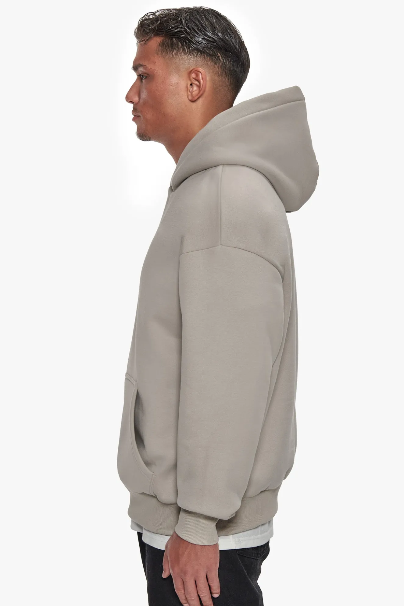 HEAVY OVERSIZE CENTER HD HOODIE STONE