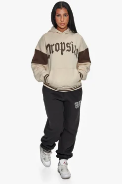 HEAVY OVERSIZE COLOR SLEEVE HOODIE COCONUT MILK / CHOCOLATE BROWN