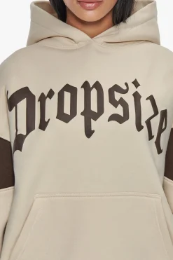 HEAVY OVERSIZE COLOR SLEEVE HOODIE COCONUT MILK / CHOCOLATE BROWN