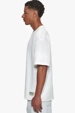 HEAVY OVERSIZE COTTON PATCH T-SHIRT CREAM WHITE
