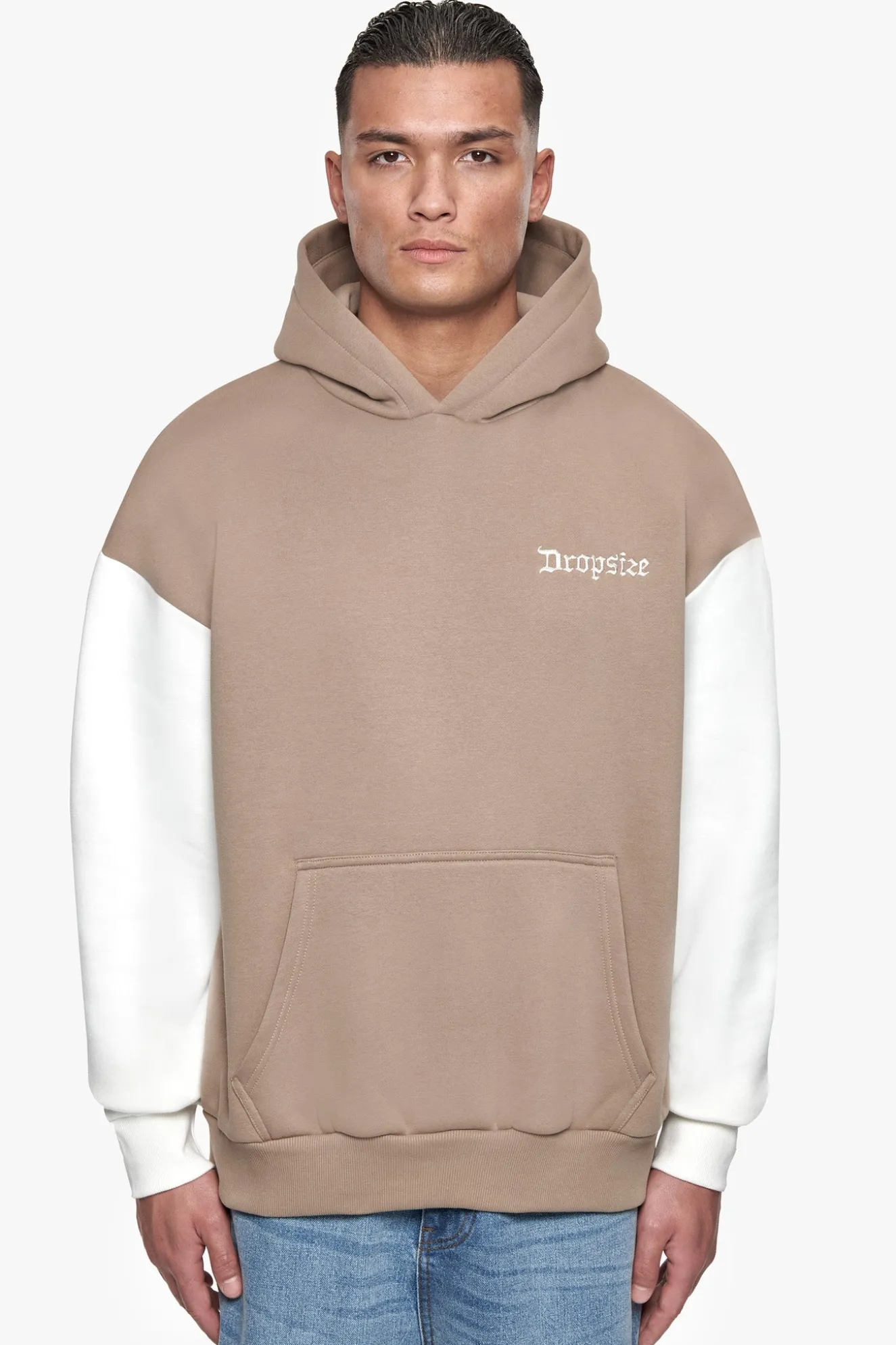 HEAVY OVERSIZE CREAM SLEEVE HOODIE SILVER MINK