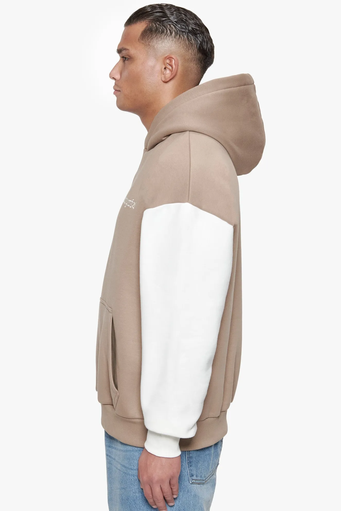 HEAVY OVERSIZE CREAM SLEEVE HOODIE SILVER MINK