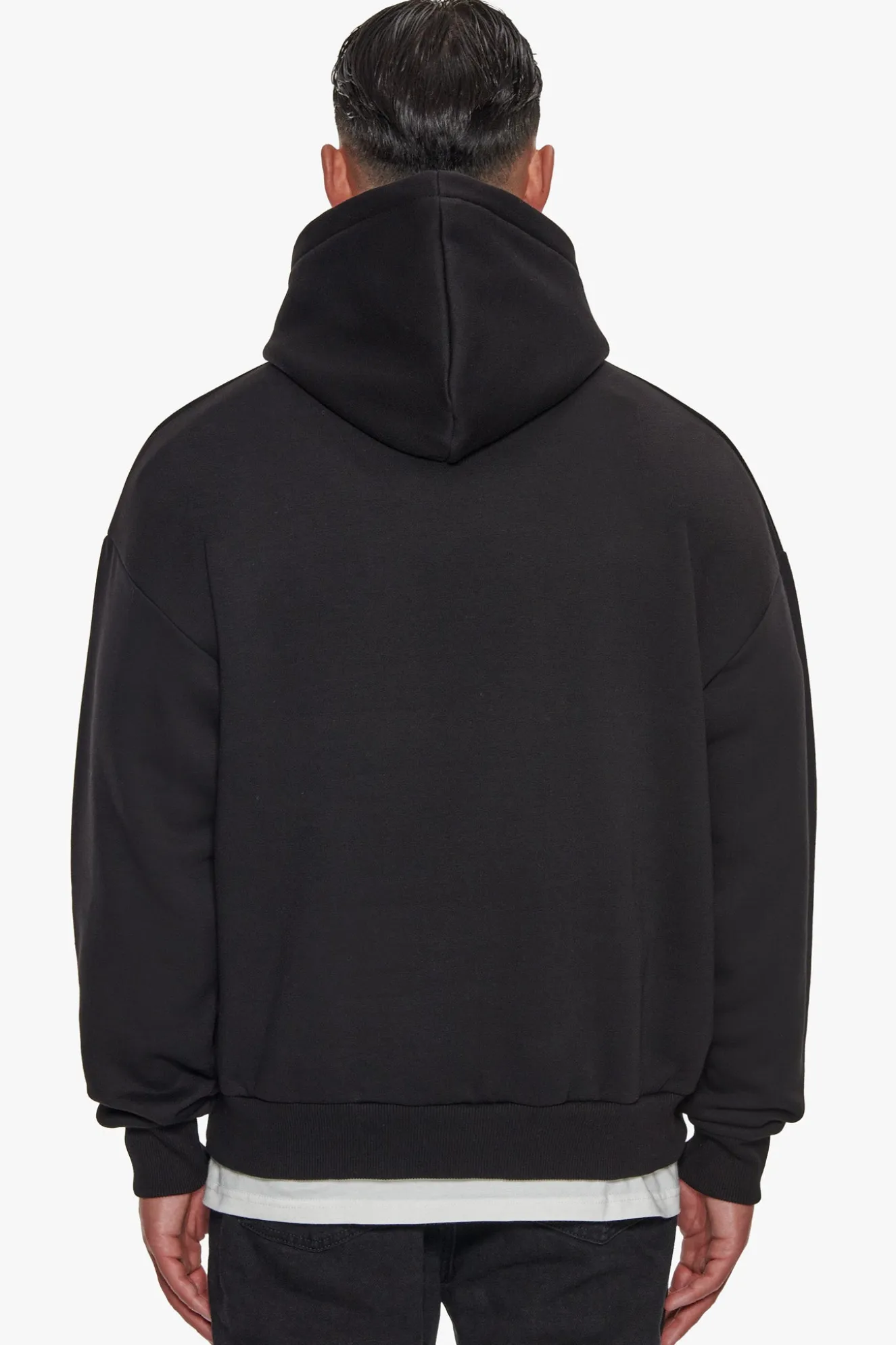 HEAVY OVERSIZE CREW ATHLETIC HOODIE BLACK