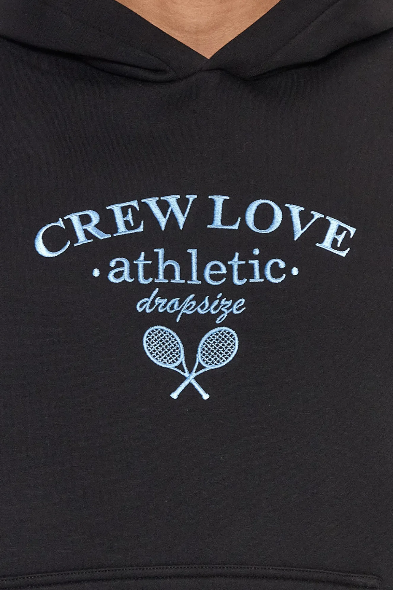 HEAVY OVERSIZE CREW ATHLETIC HOODIE BLACK