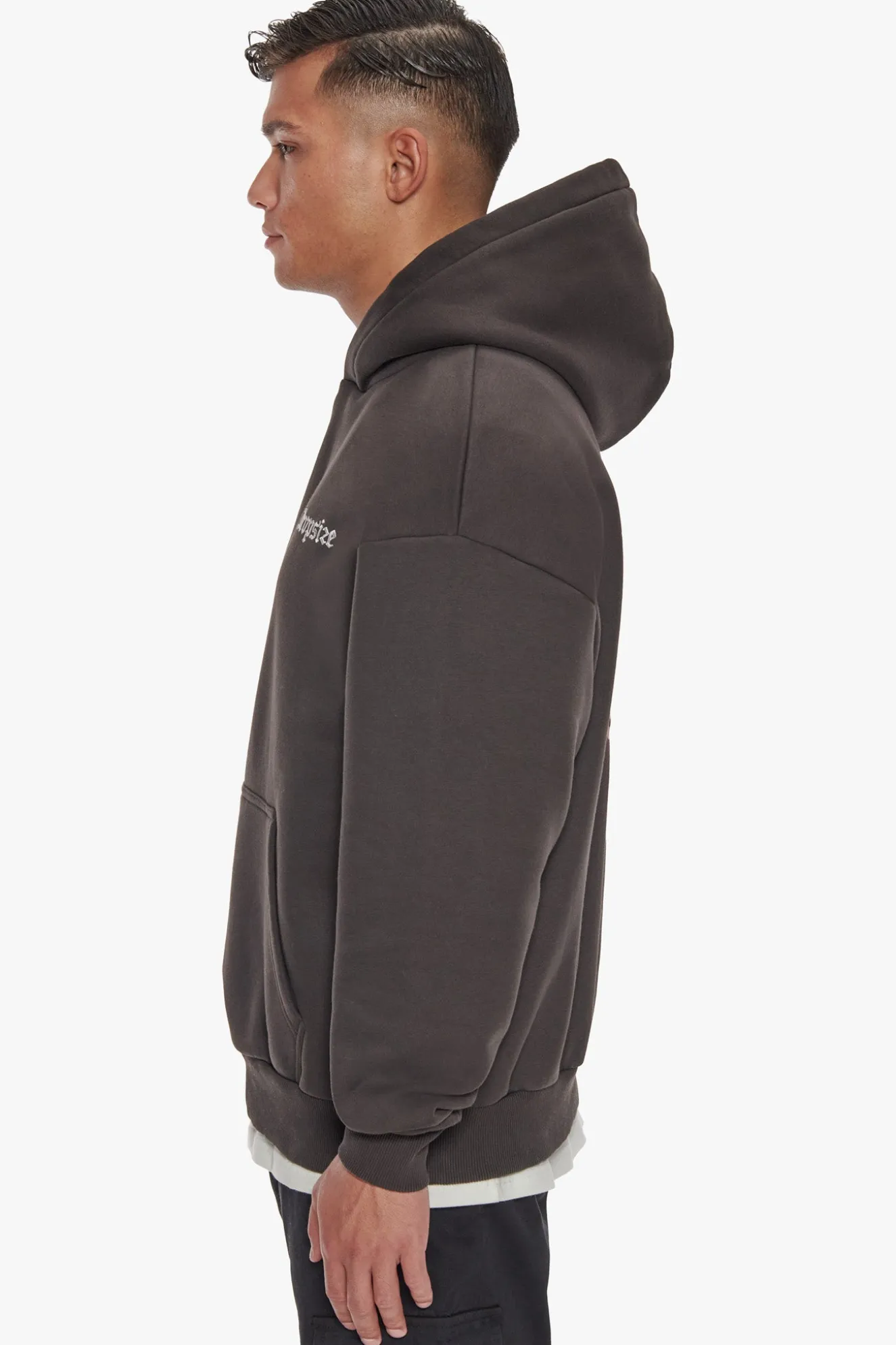 HEAVY OVERSIZE CREW LOVE DOVE HOODIE WASHED BLACK