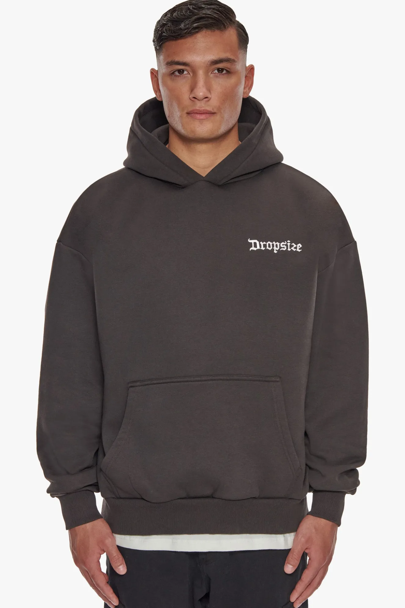 HEAVY OVERSIZE CREW LOVE DOVE HOODIE WASHED BLACK