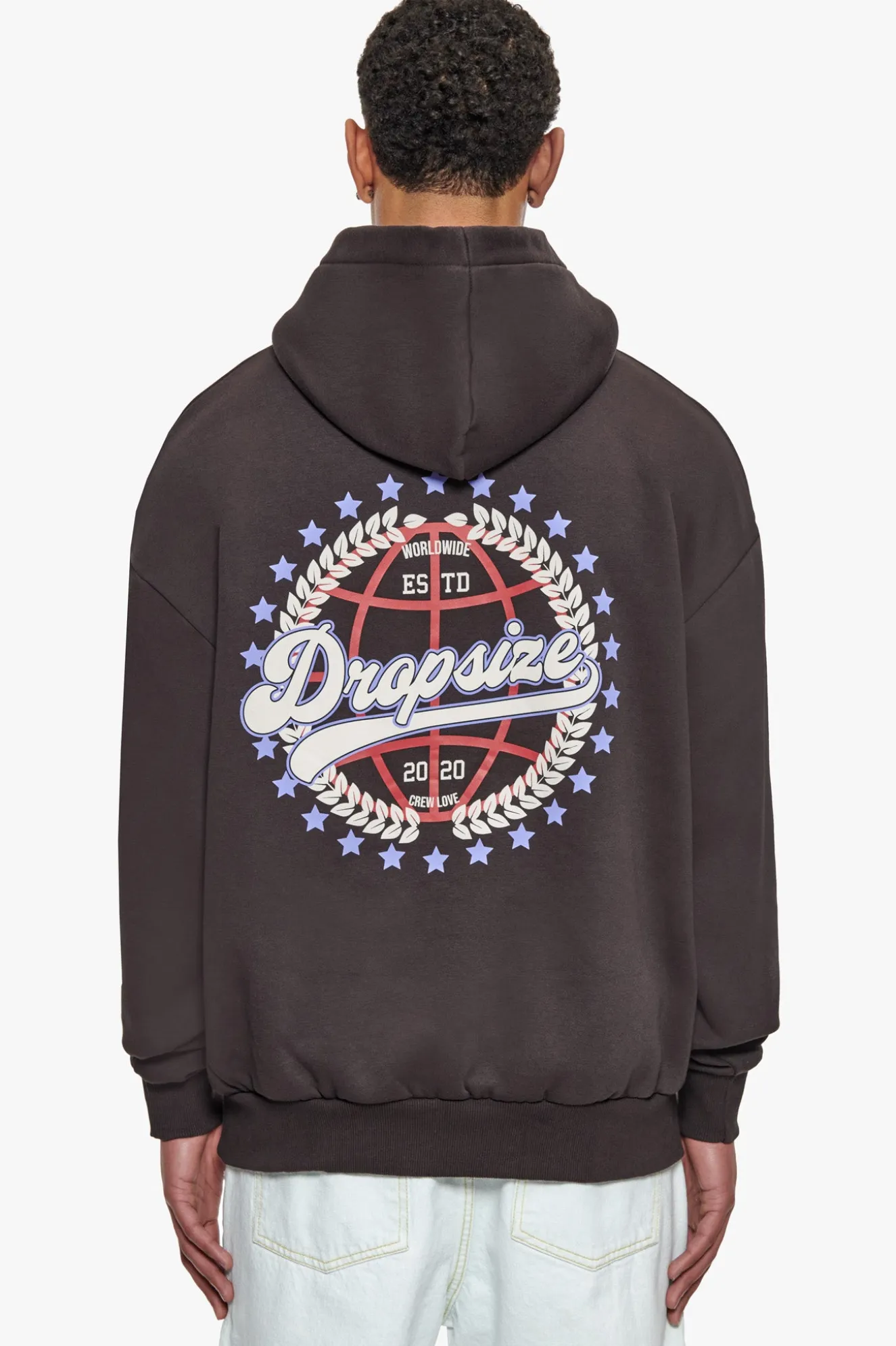HEAVY OVERSIZE CREW LOVE GLOBE HOODIE WASHED BLACK