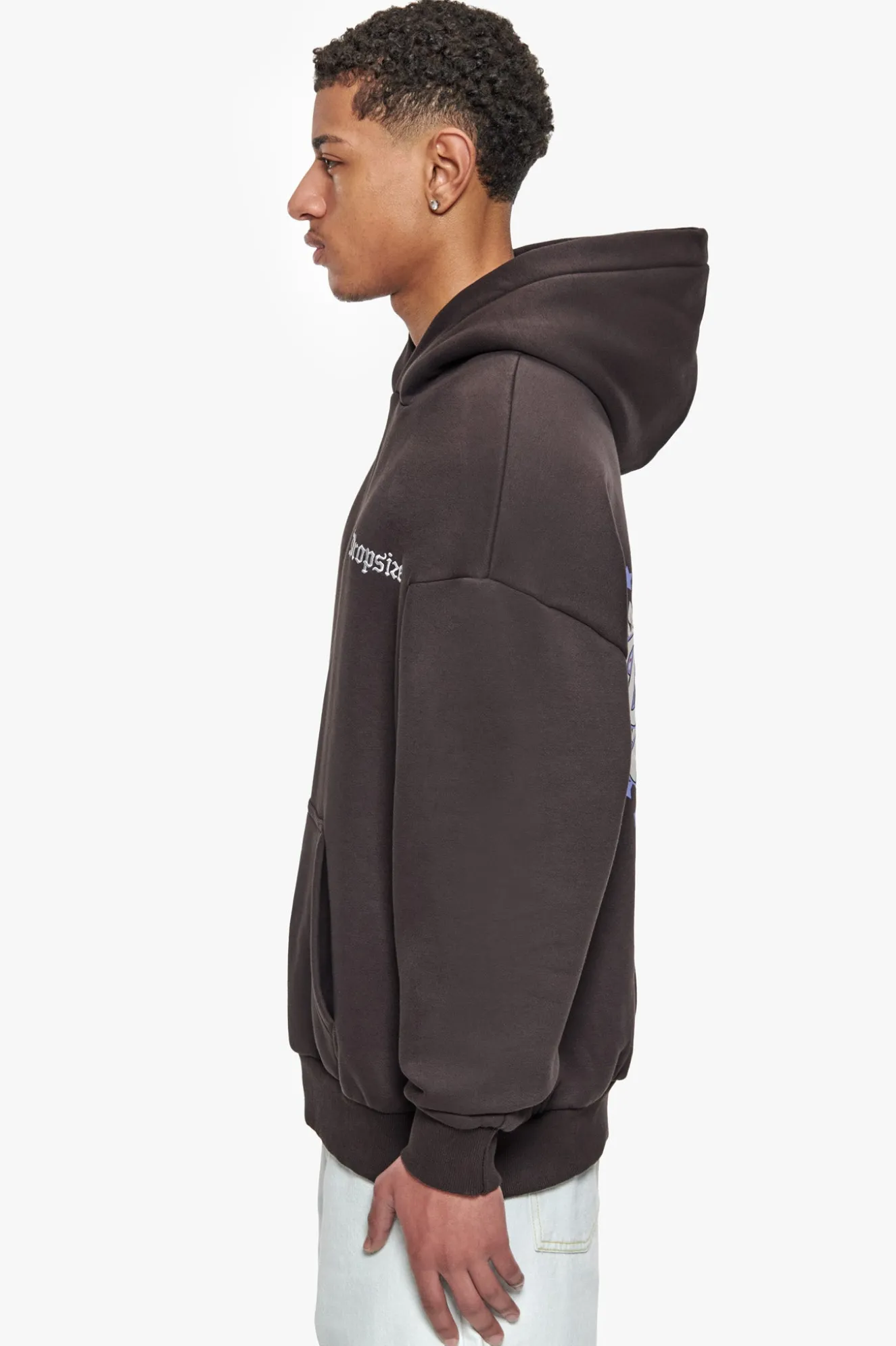 HEAVY OVERSIZE CREW LOVE GLOBE HOODIE WASHED BLACK