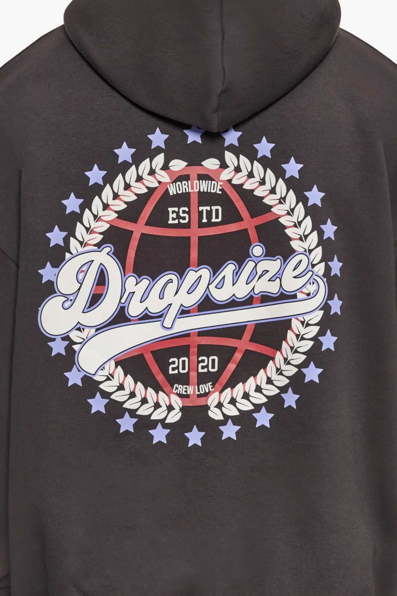 HEAVY OVERSIZE CREW LOVE GLOBE HOODIE WASHED BLACK