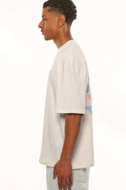 HEAVY OVERSIZE CREW LOVE T-SHIRT CREAM WHITE