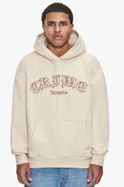 HEAVY OVERSIZE CRIME OUTLINE HOODIE COCONUT MILK