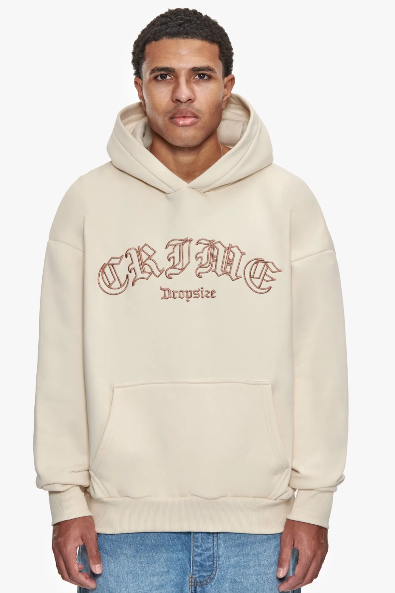 HEAVY OVERSIZE CRIME OUTLINE HOODIE COCONUT MILK