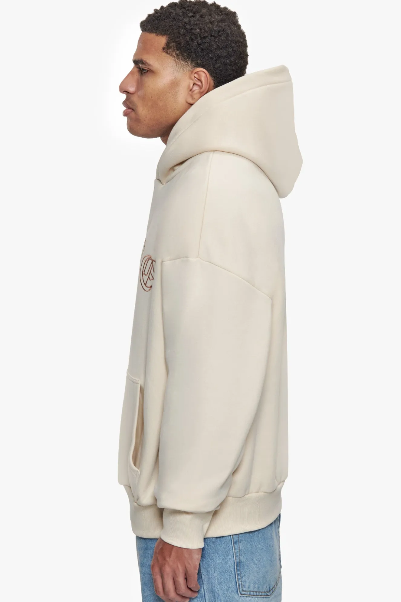 HEAVY OVERSIZE CRIME OUTLINE HOODIE COCONUT MILK