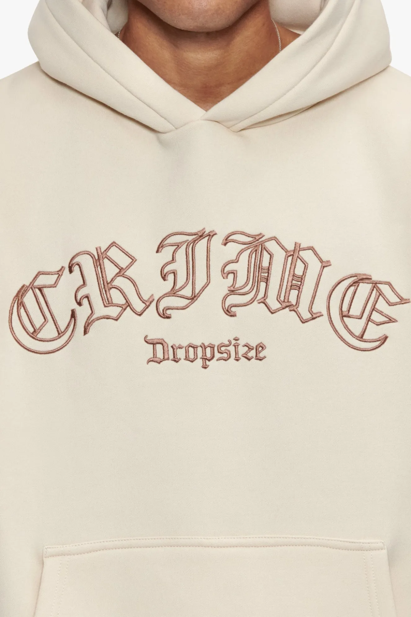 HEAVY OVERSIZE CRIME OUTLINE HOODIE COCONUT MILK