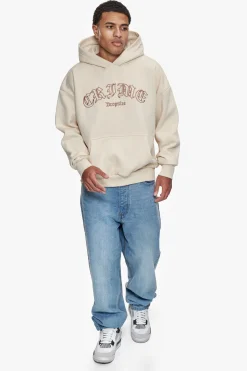 HEAVY OVERSIZE CRIME OUTLINE HOODIE COCONUT MILK