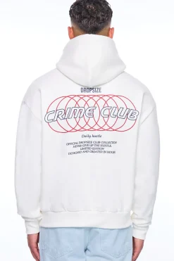 HEAVY OVERSIZE CRIME RINGS HOODIE CREAM WHITE